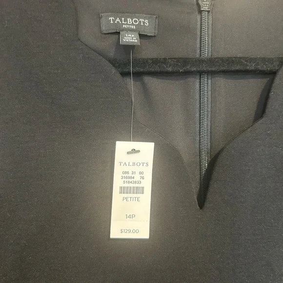 NWT New Talbots Black Scallop V-Neck Sheath Dress Sleeveless 14 Petite - Picture 5 of 11